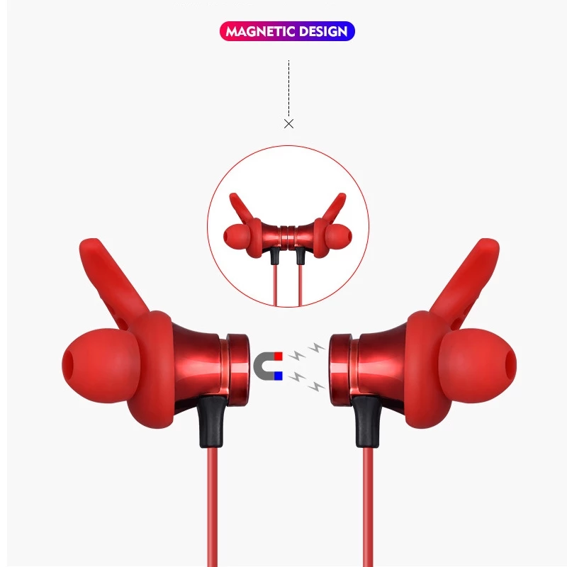 Sports Bluetooth Earphone Magnetic Wireless Headset Support TF - Merch & Ice
