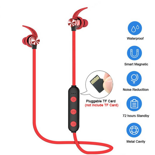 Sports Bluetooth Earphone Magnetic Wireless Headset Support TF - Merch & Ice